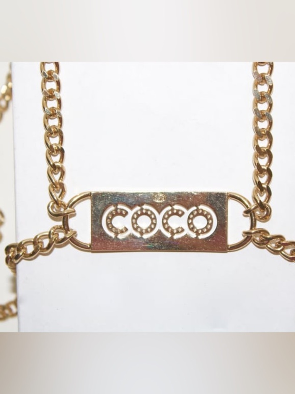 Chanel Gold-Tone Logo Plate Necklace